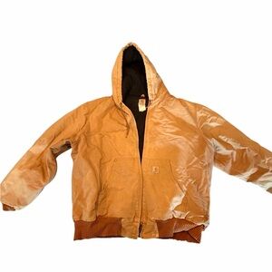 Vintage Men’s Carhartt  Quiled lined Tan/ Brown Hooded Jacket XL